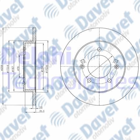 DELPHI BG4310 Arka Fren Diski Fren Diski Ciftli Paket Deliksiz Hyundai Ix20 10> Kia Venga 09> 258 Mm 5 Bijon